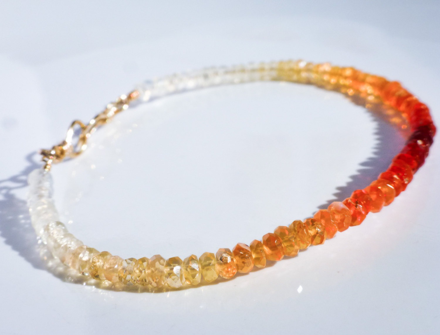 Mexican Fire Opal Stacking Bracelet in Gold Filled - Valltasy