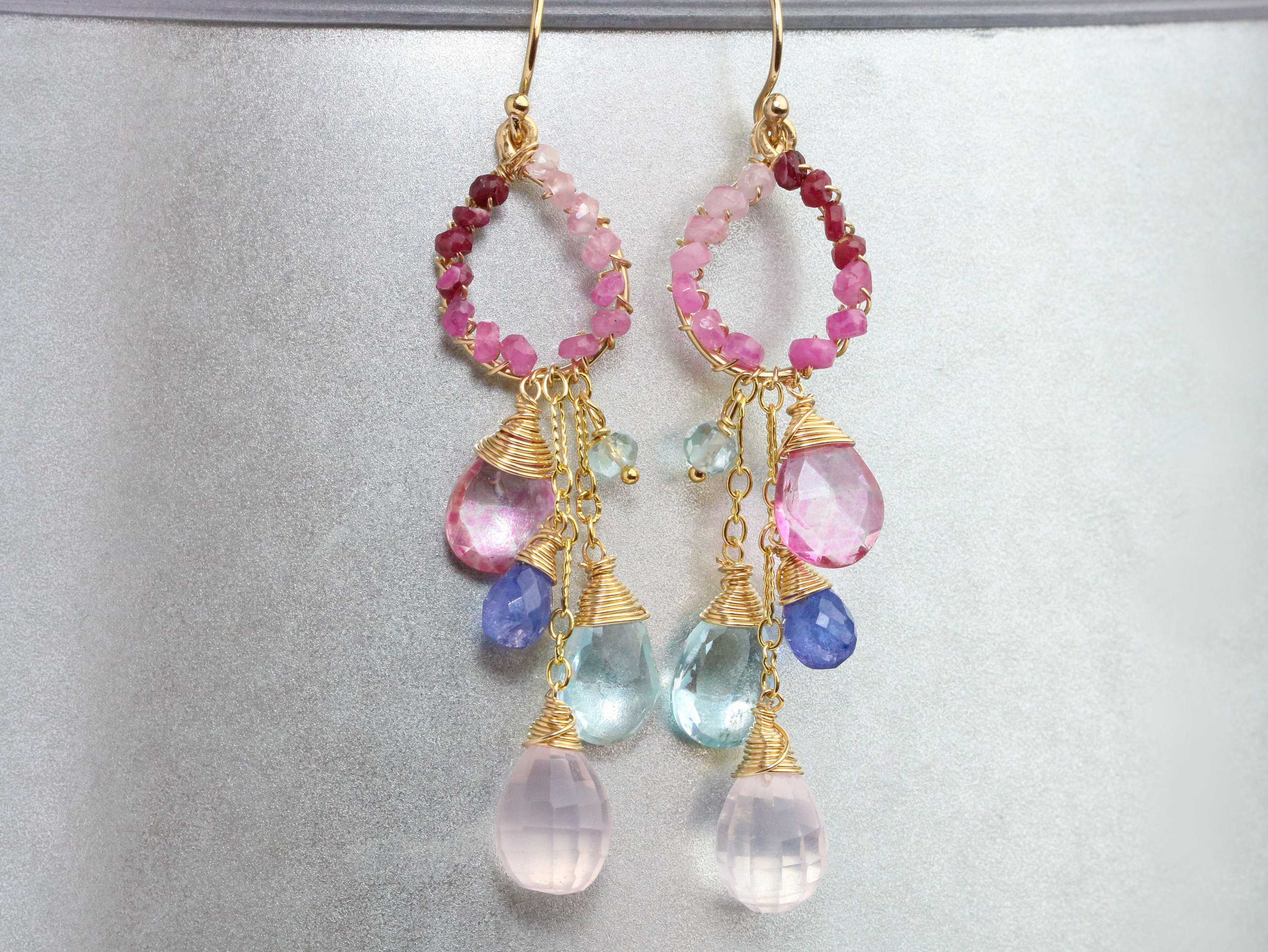 Pink and Blue Topaz Jewelry Set, Pink Ruby, Pink Sapphires and ...