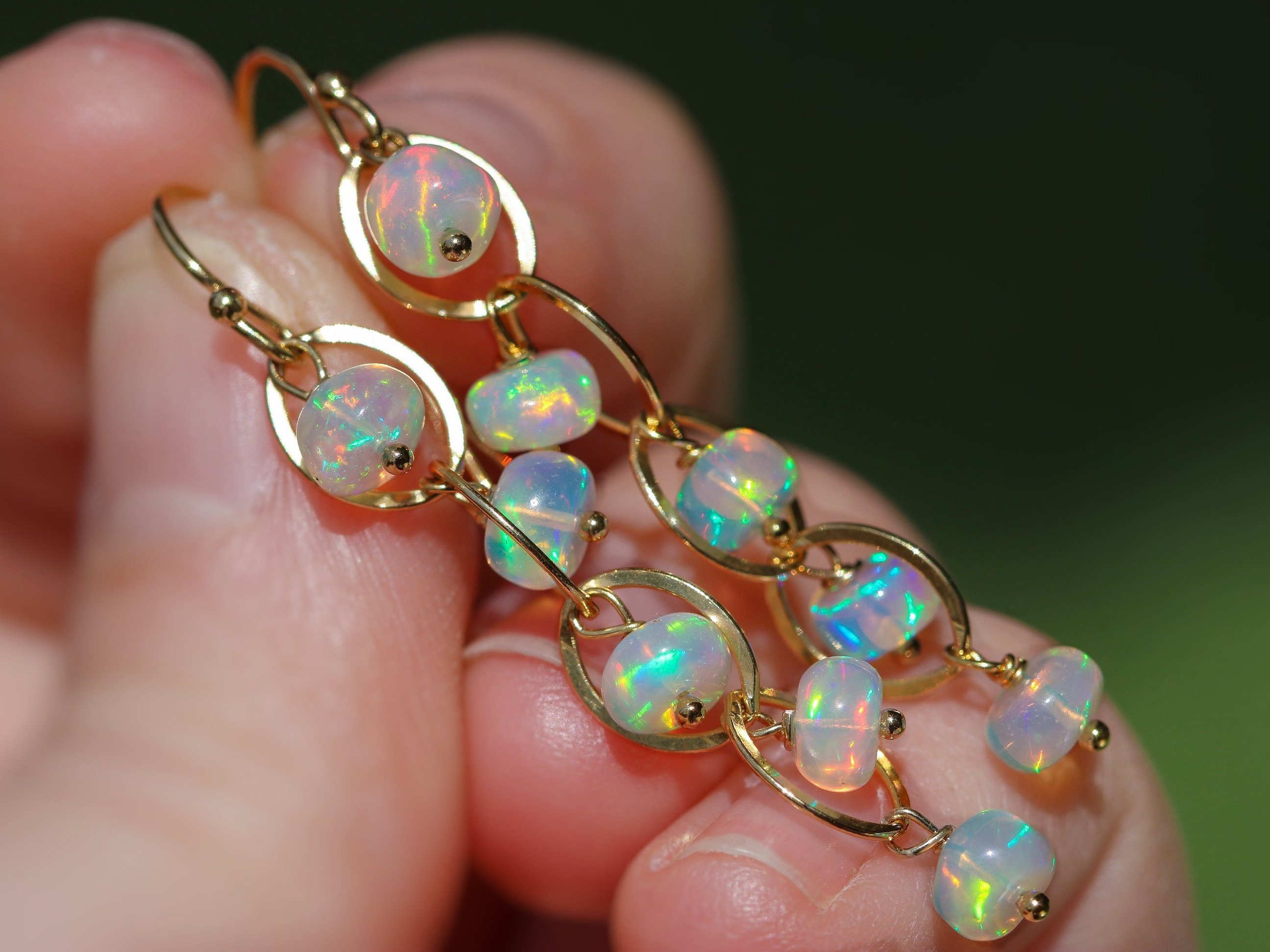 Ethiopian Opal Dangle Earrings, Ethiopian Opal Earrings in Gold Valltasy